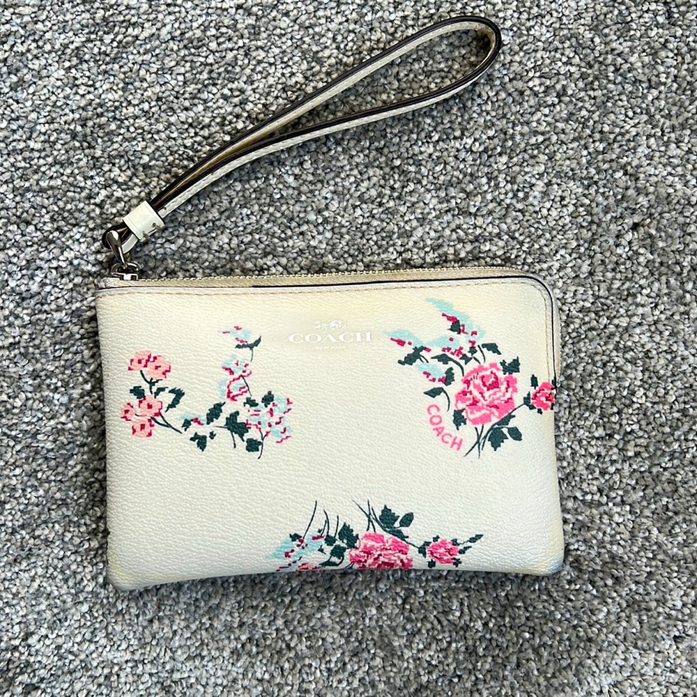 COACH white floral wallet